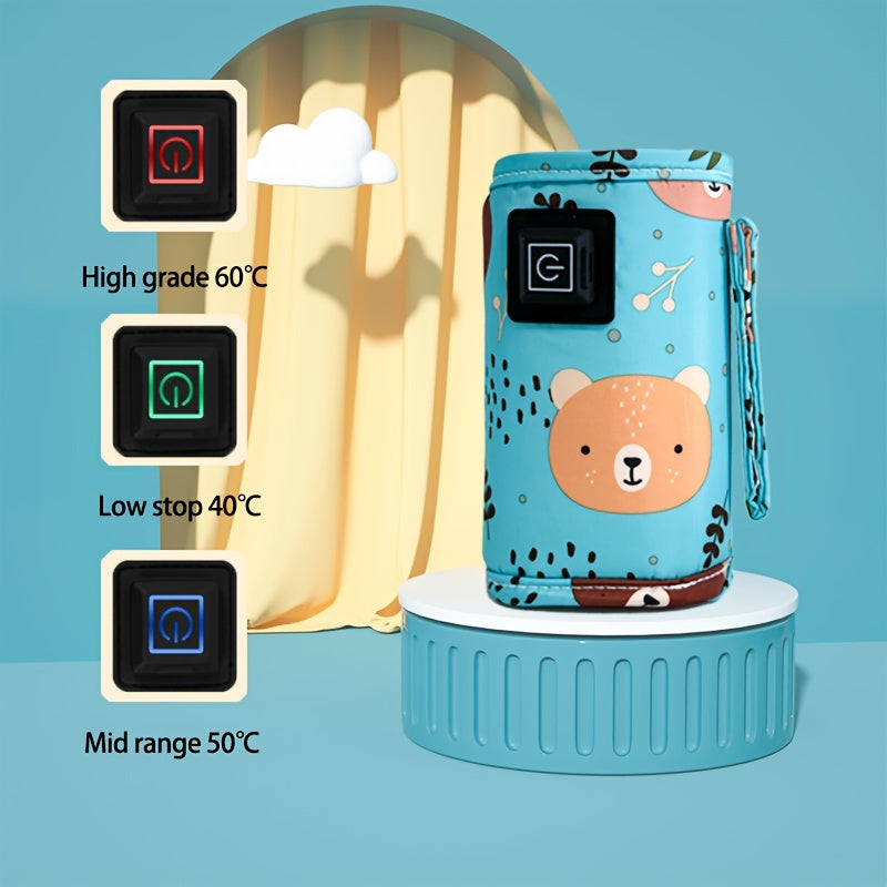USB-Powered Portable Bottle Warmer for Travel and Camping with Animal Designs