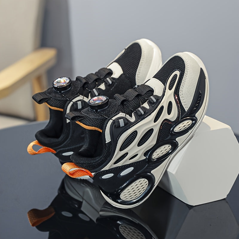 Boys Mesh Casual Sports Shoes with Rotating Buckle for Outdoor Activities