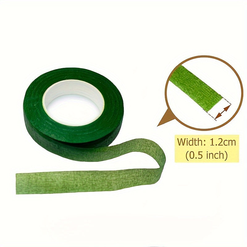 Floral Tape 5-Pack Green and Brown Paper for Bouquets and Crafts 1.27cm x 27.43m