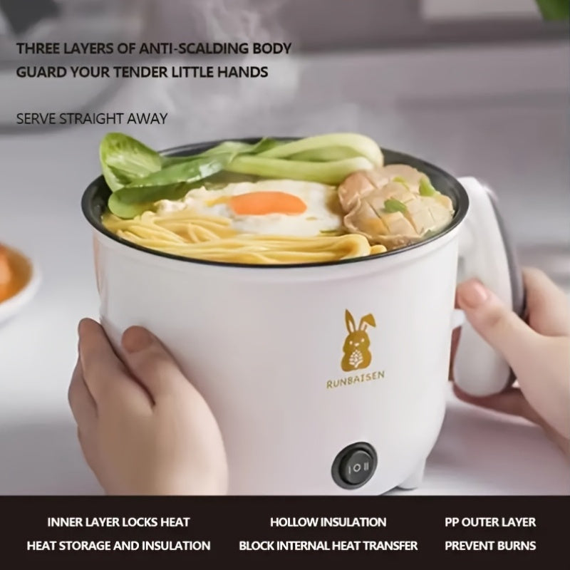 Многофункционительная электрическая кастрюля для студенческих общежитий, с американской вилкой и антипригарным материалом из полипропилена, подходит для варки, паровой обработки, жарки и жарки в воке. Идеально для небольших помещений.