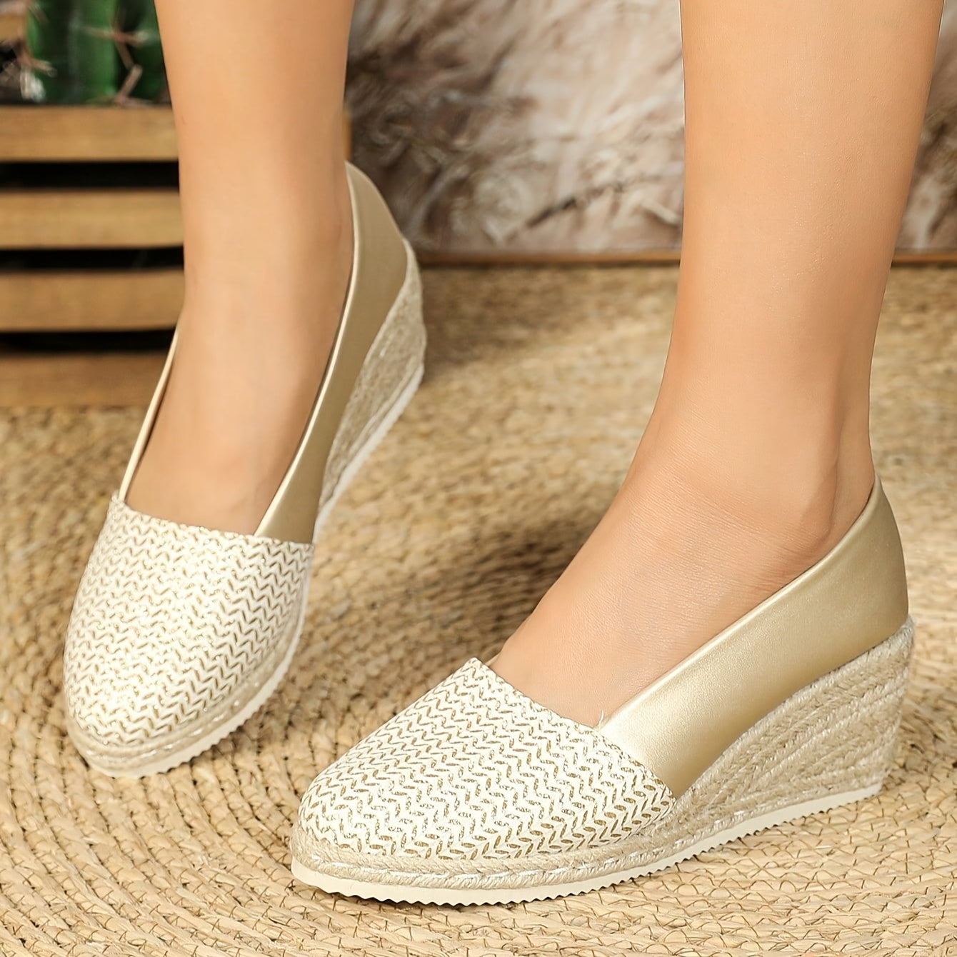 Women’s Casual Striped Wedge Heels with Spike Embellishments Synthetic Platform Shoes