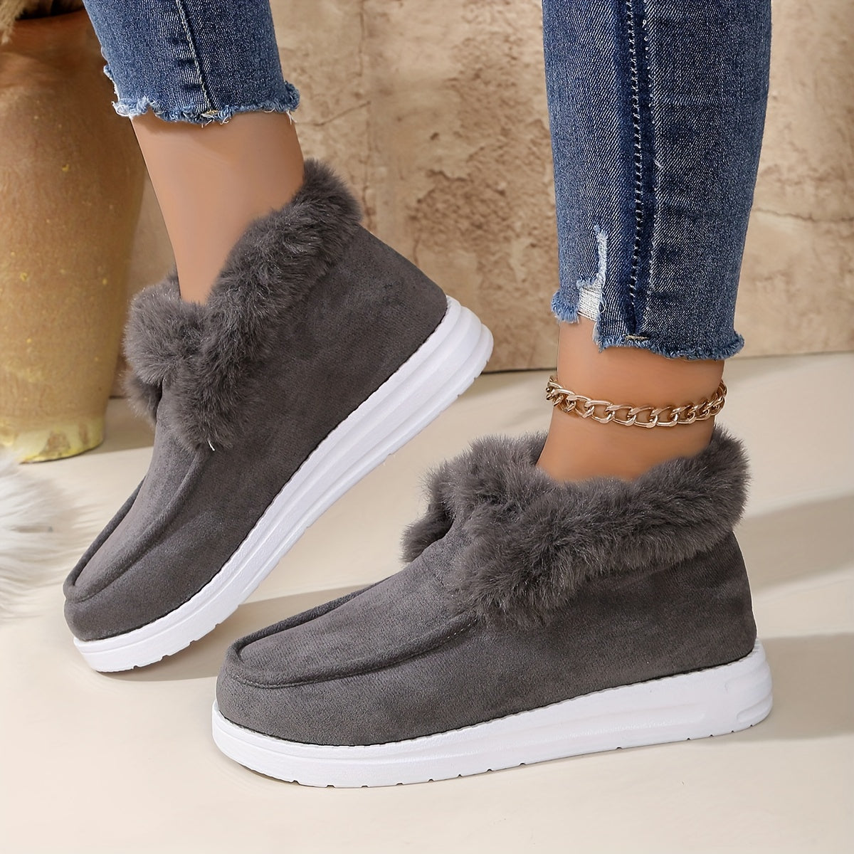 Women's Fleece-Lined Snow Boots Cozy Winter Ankle Boots for Outdoors