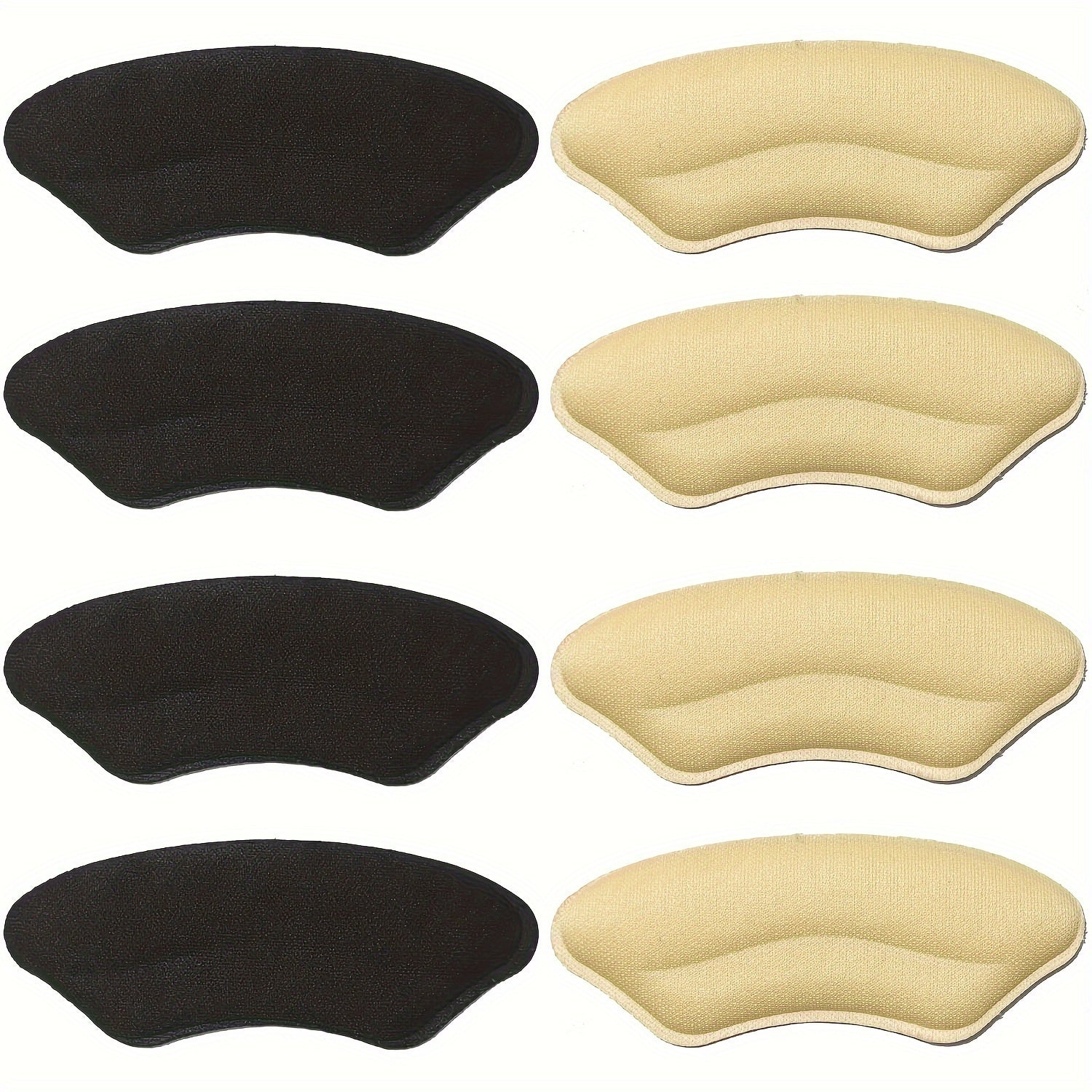 8-Pair Self-Adhesive Heel Cushion Pads Black Beige Nude Shoe Inserts