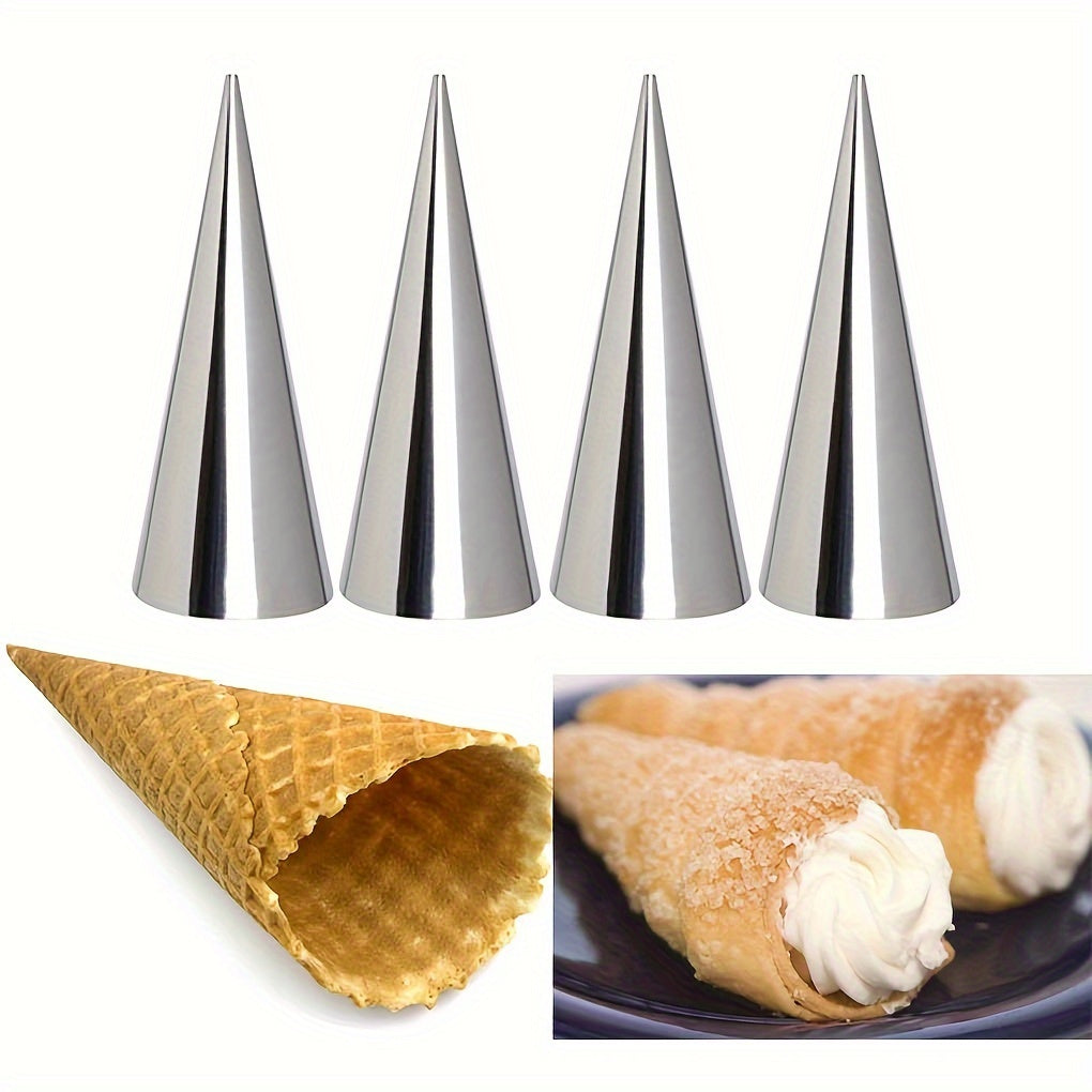 Set of 30 Stainless Steel Cone Molds for Croissants Cannolis and Waffle Cones