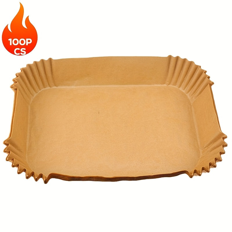 100 ta Non-Stick Havo Fryer Parchment Paper Liners to'plami, Mustahkam va Yog' va Suvga Qarshi, Oshxonada, To'ylar, Tug'ilgan kunlar va Yozgi Partiyalar uchun Ideal, Kimyoviy Moddalarsiz Materiallardan Yasalgan
