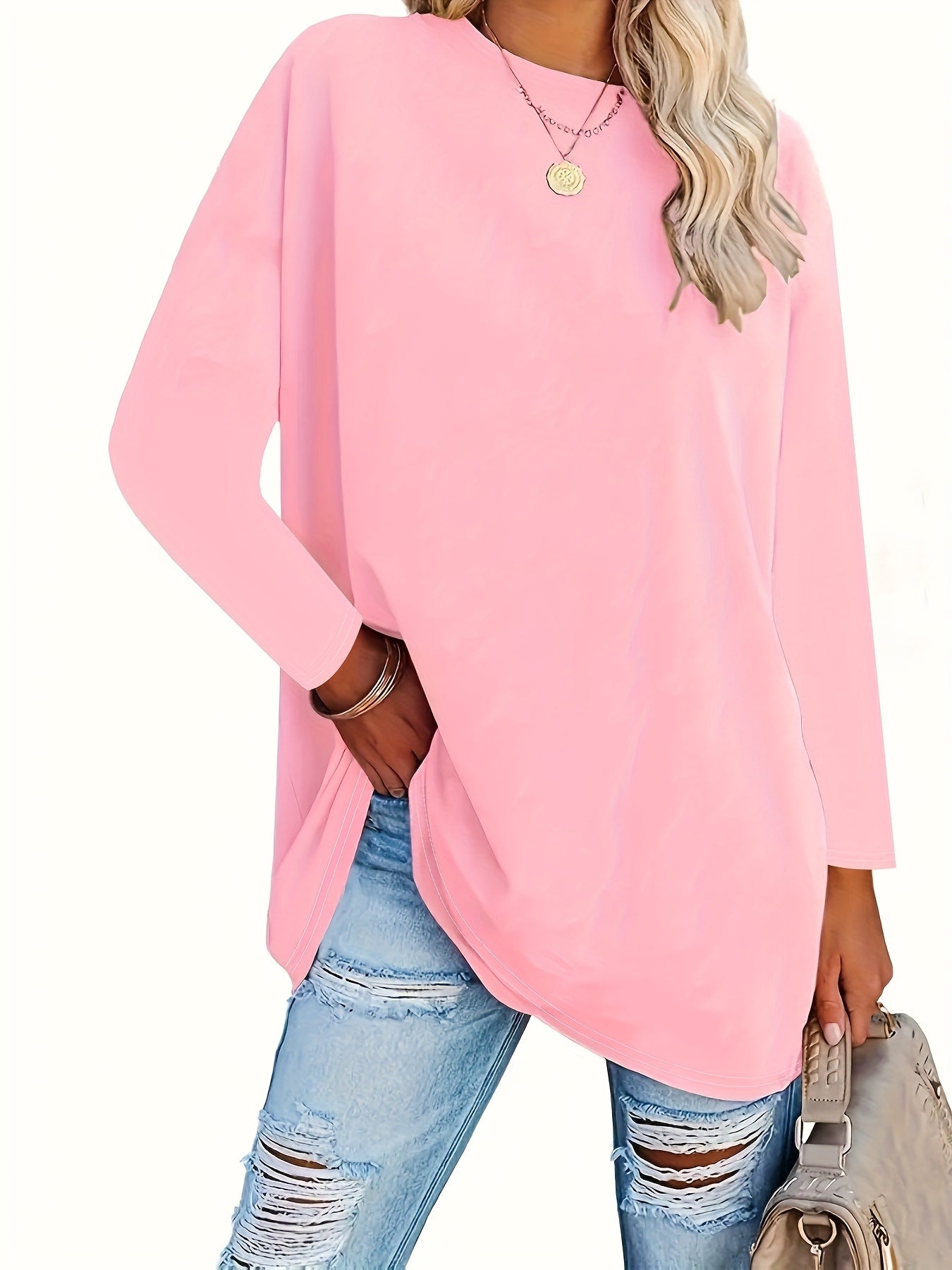Женские свободные топы с длинным рукавом и круглым вырезом, 3 шт. в наборе, весна-лето, цветовые комплекты