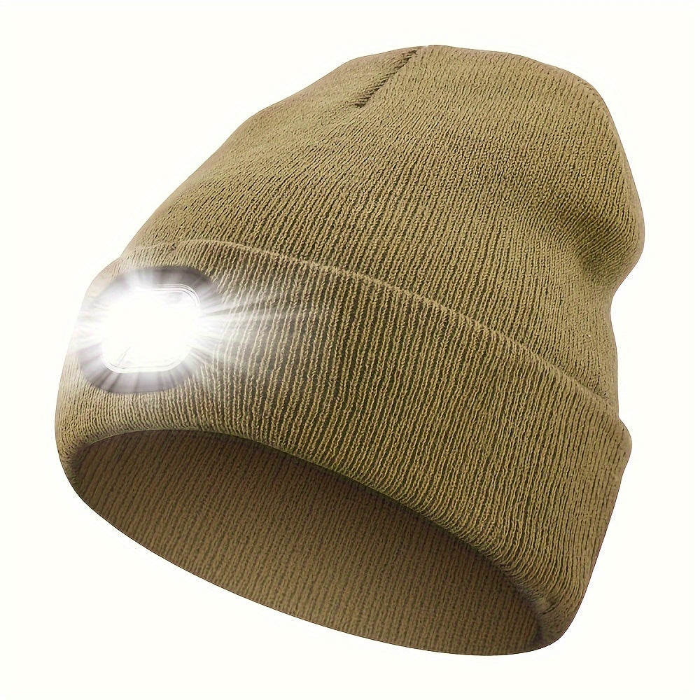 Unisex LED Beanie Hat with 4 LEDs for Night Walking Camping and Fishing