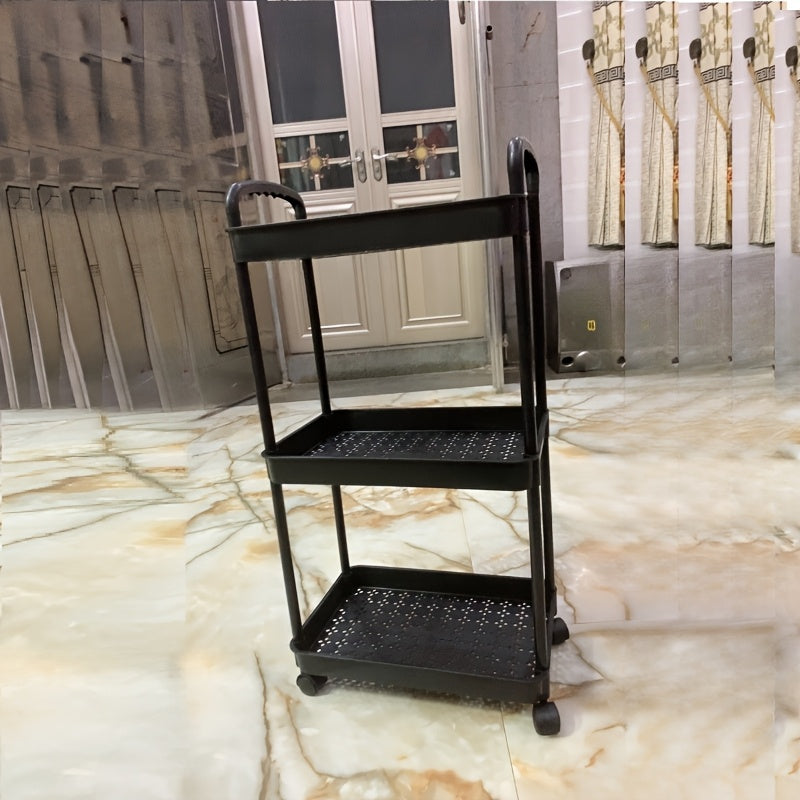 White Plastic Storage Cart with Wheels for Kitchen Bathroom Bedroom Organization