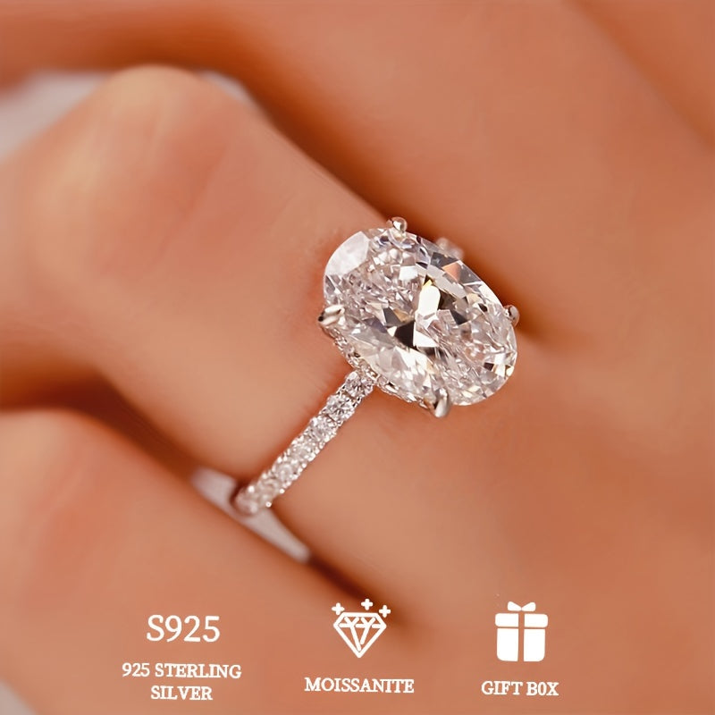 Ladies' Moissanite Ring 3ct Sterling Silver Wedding Jewelry Gift Box