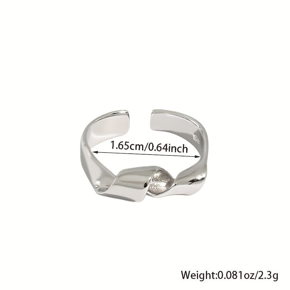 Sterling Silver Twist Ring Adjustable Fit Versatile Design for Parties or Daily Wear