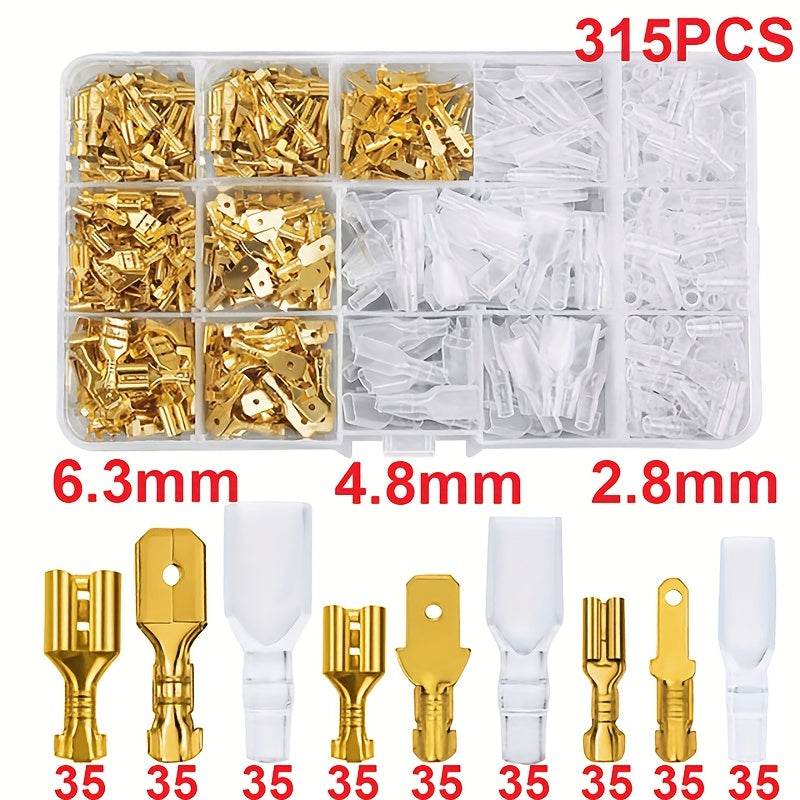 180-315 Pcs Crimp Spade Terminals with Insulating Sleeves for Wire Connectors