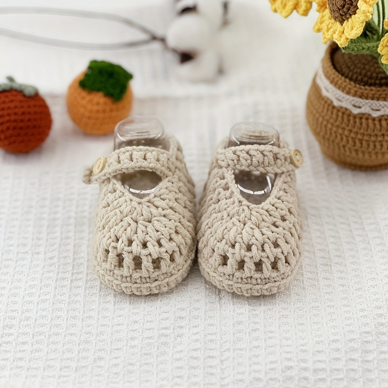 Crochet Baby Shoes Slip-On Booties for Infants and Toddlers All-Season Soft Fabric