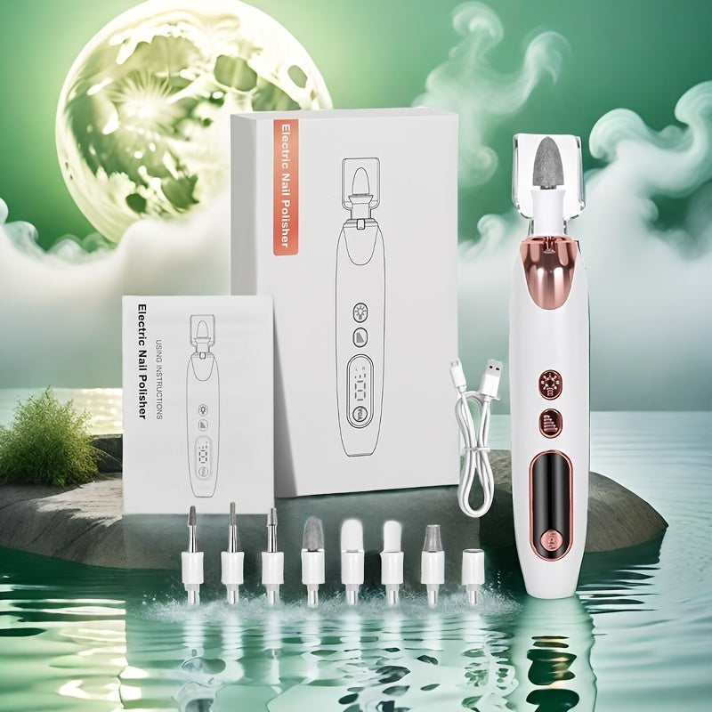 Cordless Electric Nail Drill Set for Thick Nails Hand and Foot Care Rechargeable White