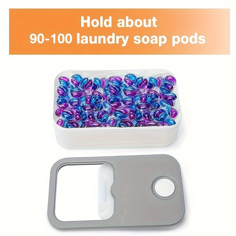 Large Capacity Laundry Pod Storage Container with Sliding Lid for Laundry Room Organization