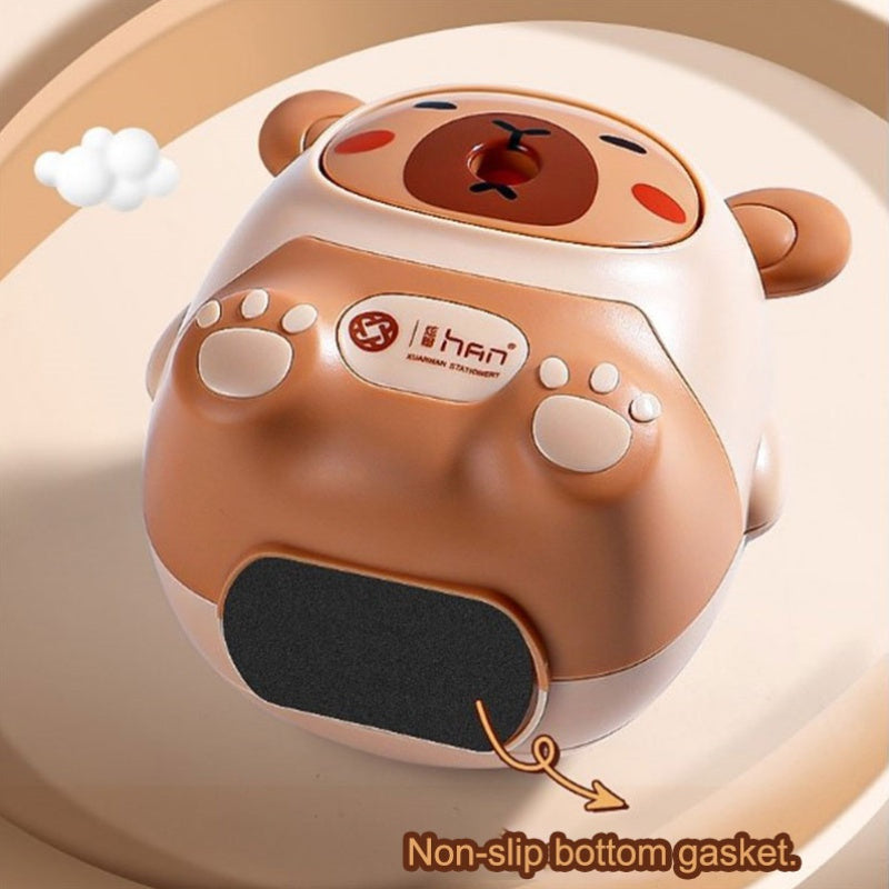 Kawaii Capybara Pencil Sharpener Brown Plastic 80x80x100mm for Kids and Office