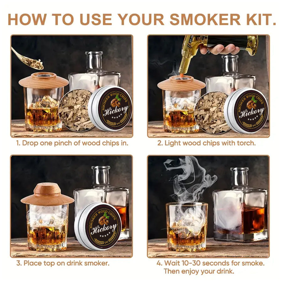 6 Flavors Smoked Wood Chips for Cocktails Whiskey Steak Refill