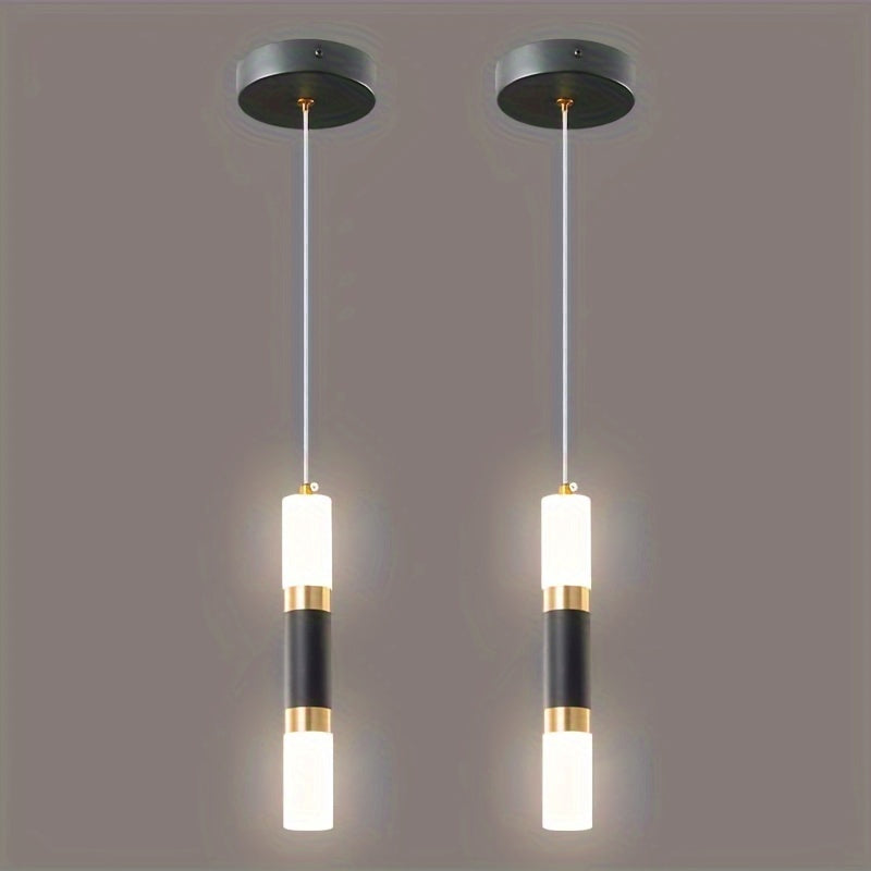 Black and Gold LED Mini Pendant Light for Kitchen Island and Bedroom Modern Acrylic Shade