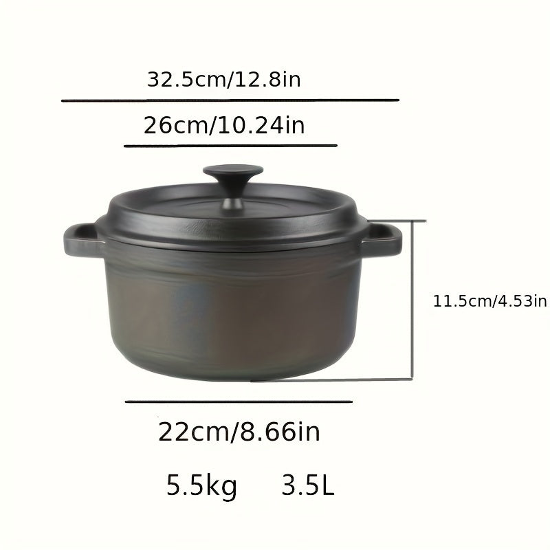 Heavy-Duty Cast Iron Dutch Oven 3.5L & 3L Non-Stick Oven Safe Skillet