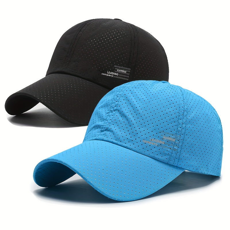 Unisex 2-Pack Quick-Dry Polyester Baseball Caps Sporty Alphabet Print for Spring Summer