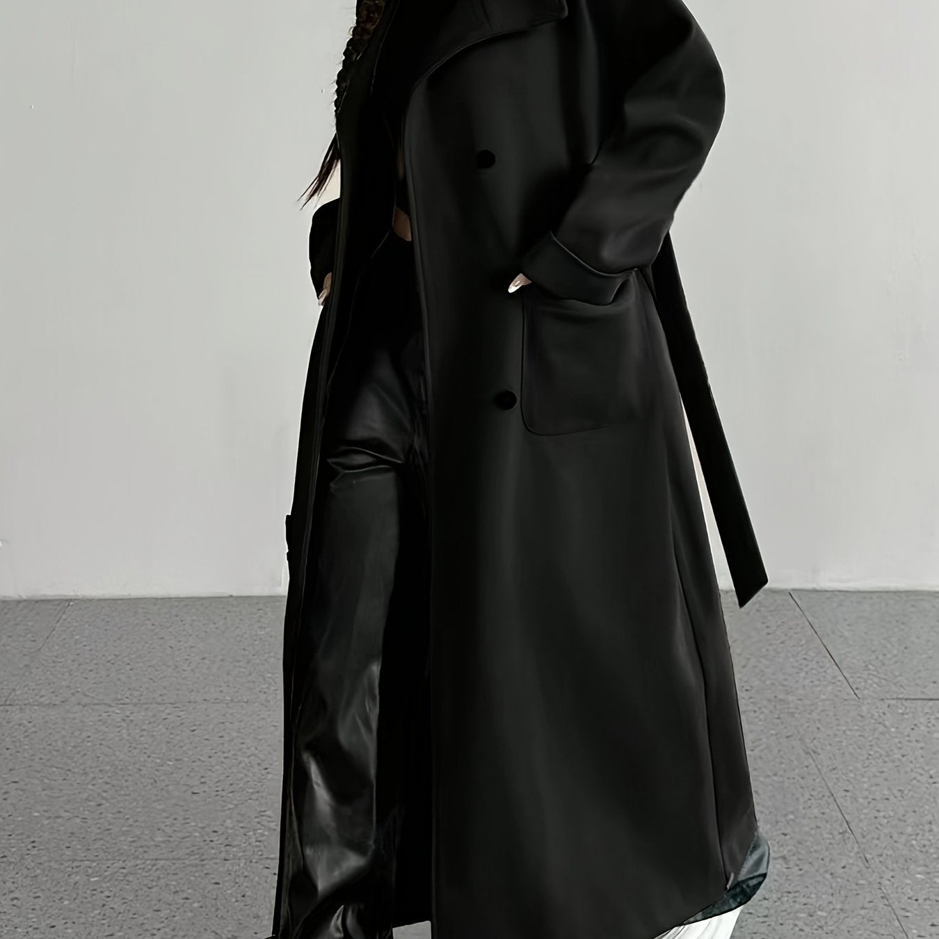 Women's Fall Winter Solid Color Long Sleeve Casual Coat Micro Elastic Polyester