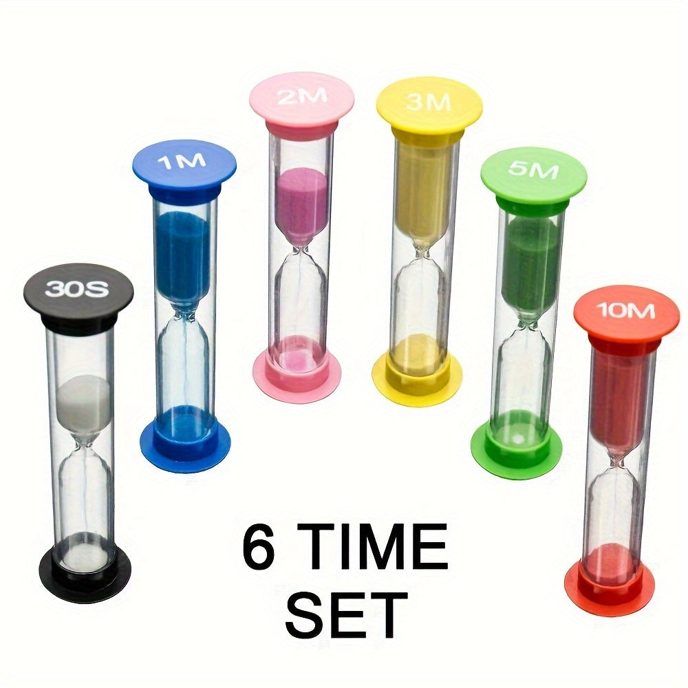 Set of 6 Colorful Mini Sand Timers for School Office Use