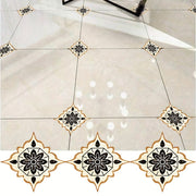 Set of 36 Black and Orange Ceramic Tile Stickers for Floor and Wall High Wear Resistance