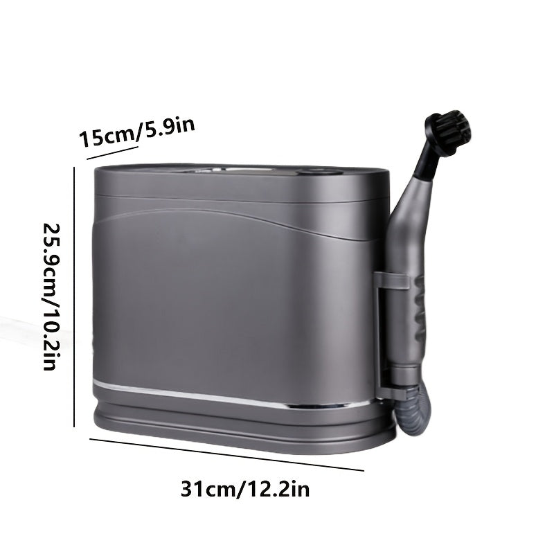 Portativ qo‘l bilan ishlatiladigan bug‘li tozalash qurilmasi - 1.2L sig‘imi, uy, avtomobil va plitka uchun ko‘p yuzali tozalash. 4 ta cho‘tkasi, purkash nozoli va Yevropa rozetkasi bilan ta'minlangan. Kompakt va ergonomik dizayn.