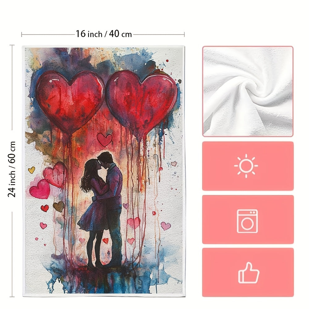 "Sevgi kuni oshxona sochiqlari to'plami 2 dona, zamonaviy qirg'oq dizayni, yuqori so'riluvchi polyester to'qima, yuvish mashinasida tozalash oson, 40.64x60.96 sm, bayram bezaklari uchun yoqimli qo'l sochiqlari - SKU: 2KYSYS1217552, idish to'plari"