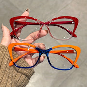 Women Cat Eye Glasses with Clear Lenses Y2K Style Acetate Anti-Blue Light Computer Eyewear