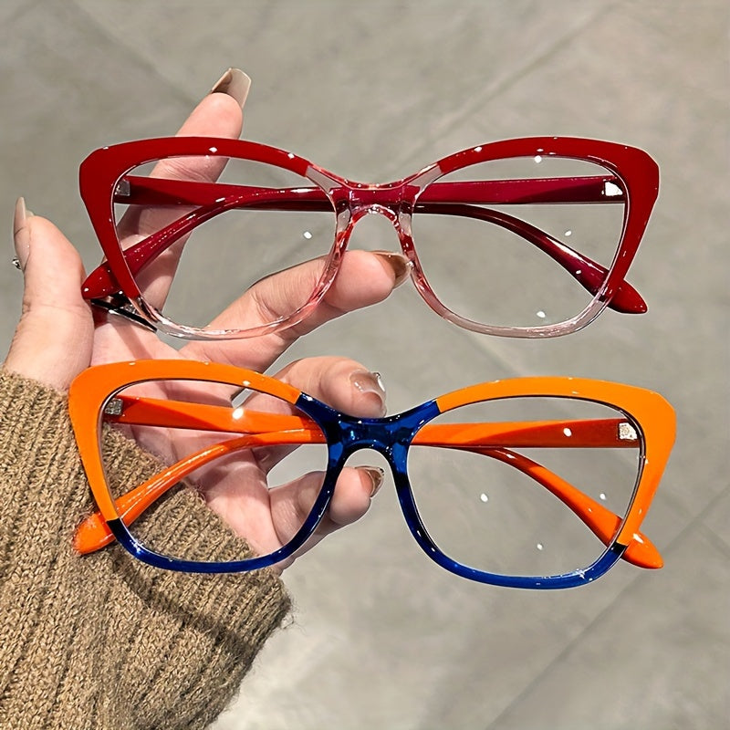 Women Cat Eye Glasses with Clear Lenses Y2K Style Acetate Anti-Blue Light Computer Eyewear