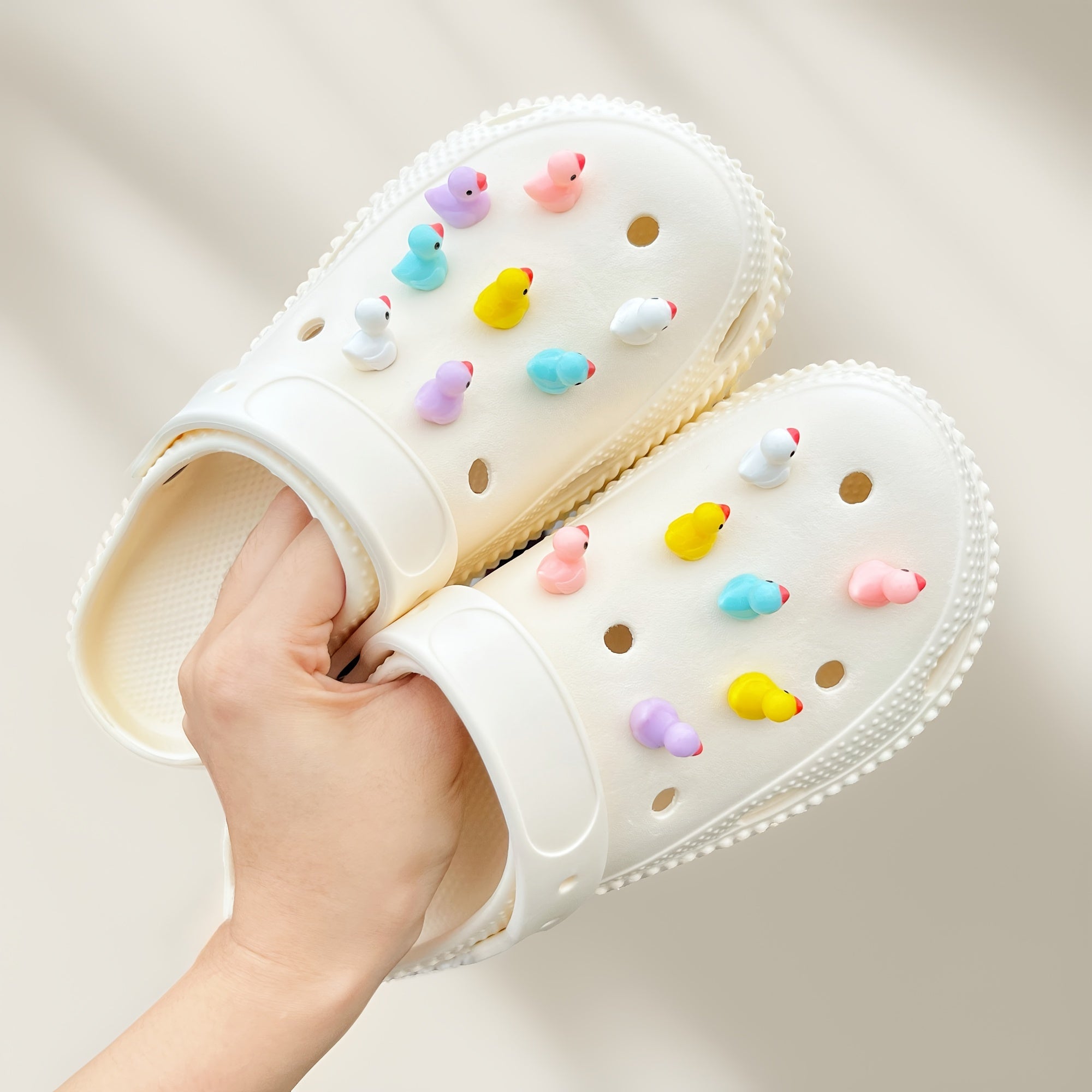 15Pcs Cute 3D Duck PVC Shoe Charms for Sandals Slippers Decoration