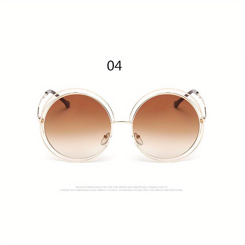 Унисекс металлические очки в oversized круглой полой форме для летних пляжных вечеринок