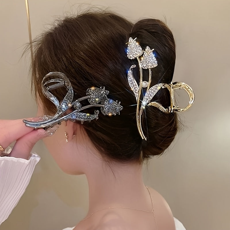 Large Shark Hair Clip for Women with Tulip Design and Thick Hair