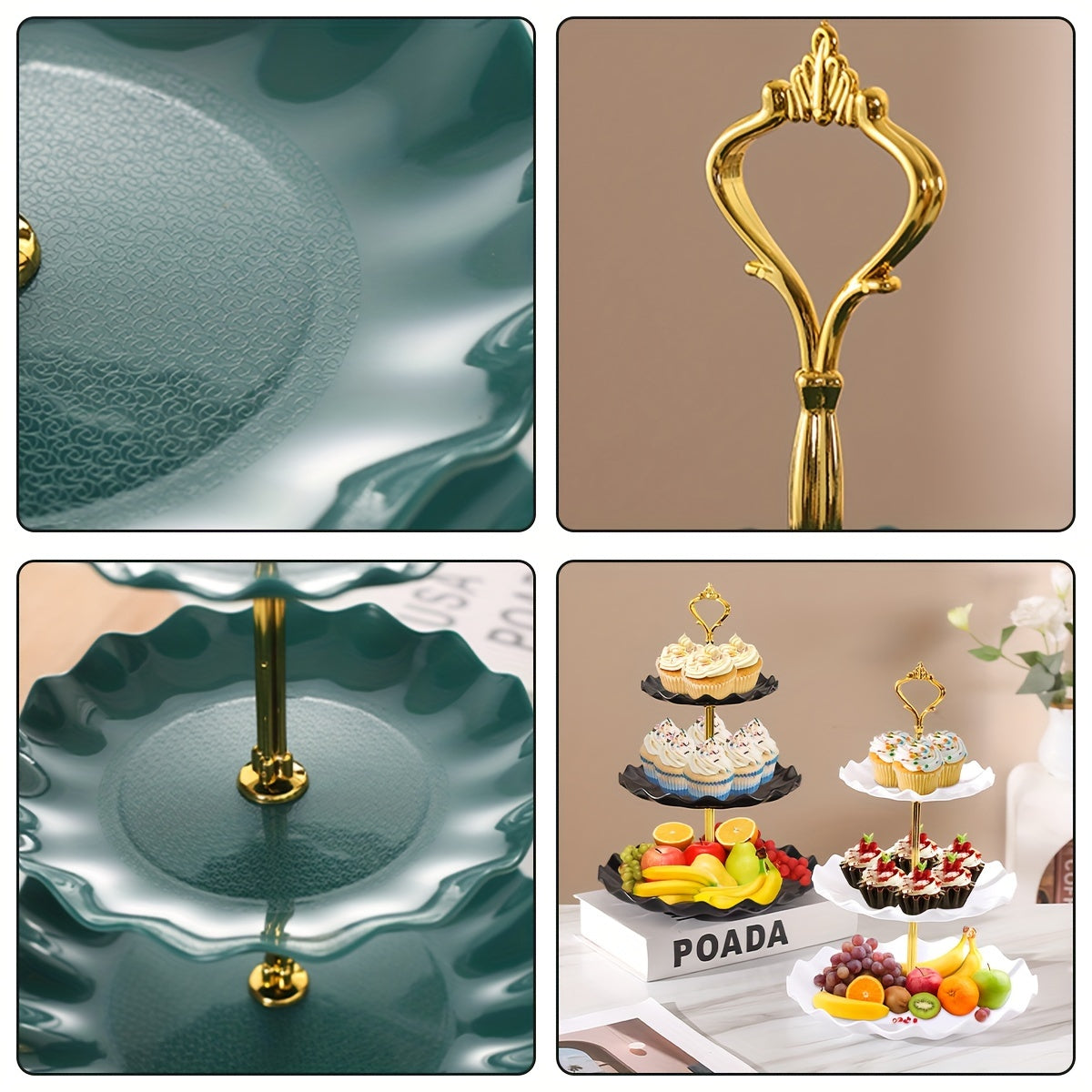 Пластиковая двухъярусная подставка для кексов для свадеб, вечеринок и праздников