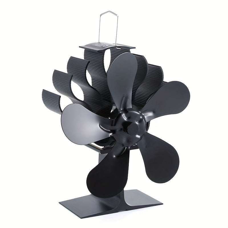 One-Piece Thermal Power Wooden Stove Fan 5 Blades Fireplace Non-Electric
