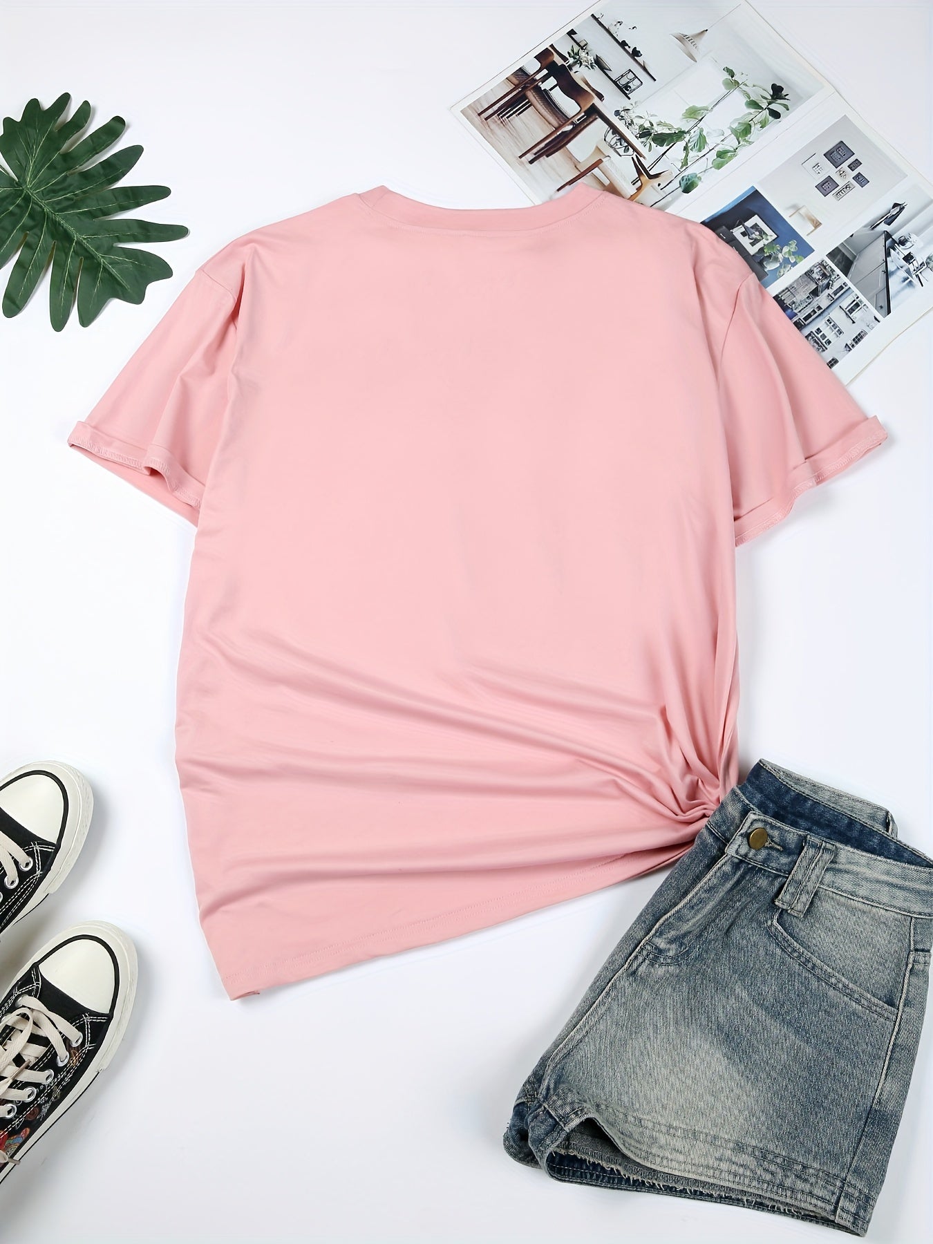 Women's Polyester Casual T-Shirts Set 3 Pack Large Size Heart Butterfly Patterns