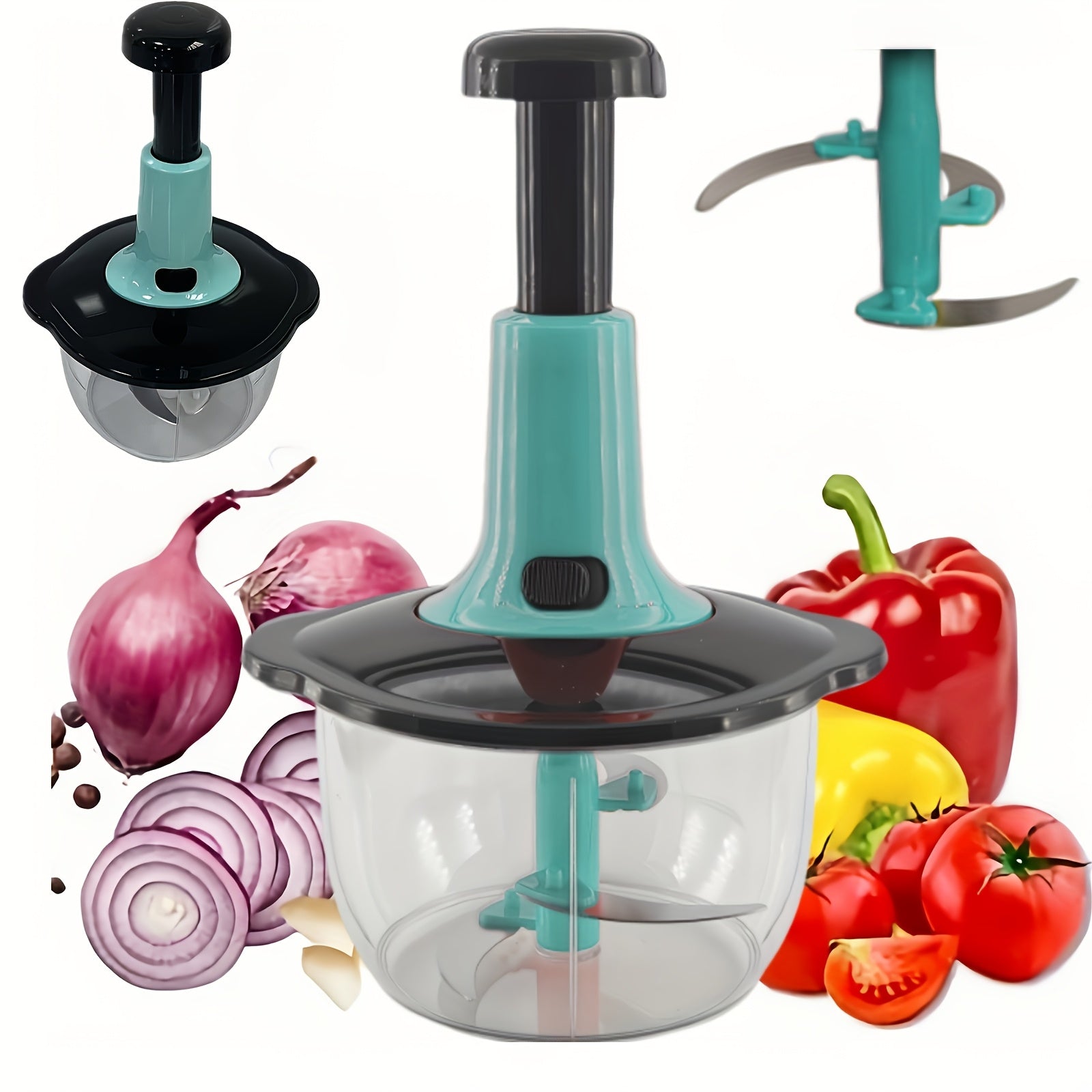 Multifunctional Food Chopper Manual Press for Vegetables Fruits Herbs Pesto