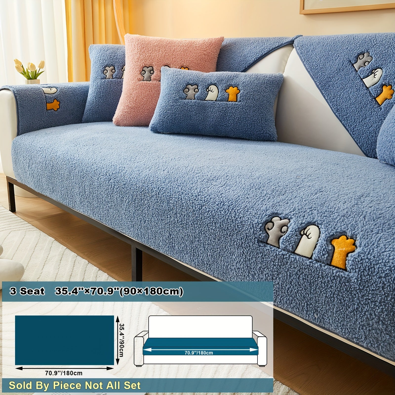 Плюшевый чехол на диван Sherpa, противоскользящий, защитный чехол для мебели для домашних животных для гостиной