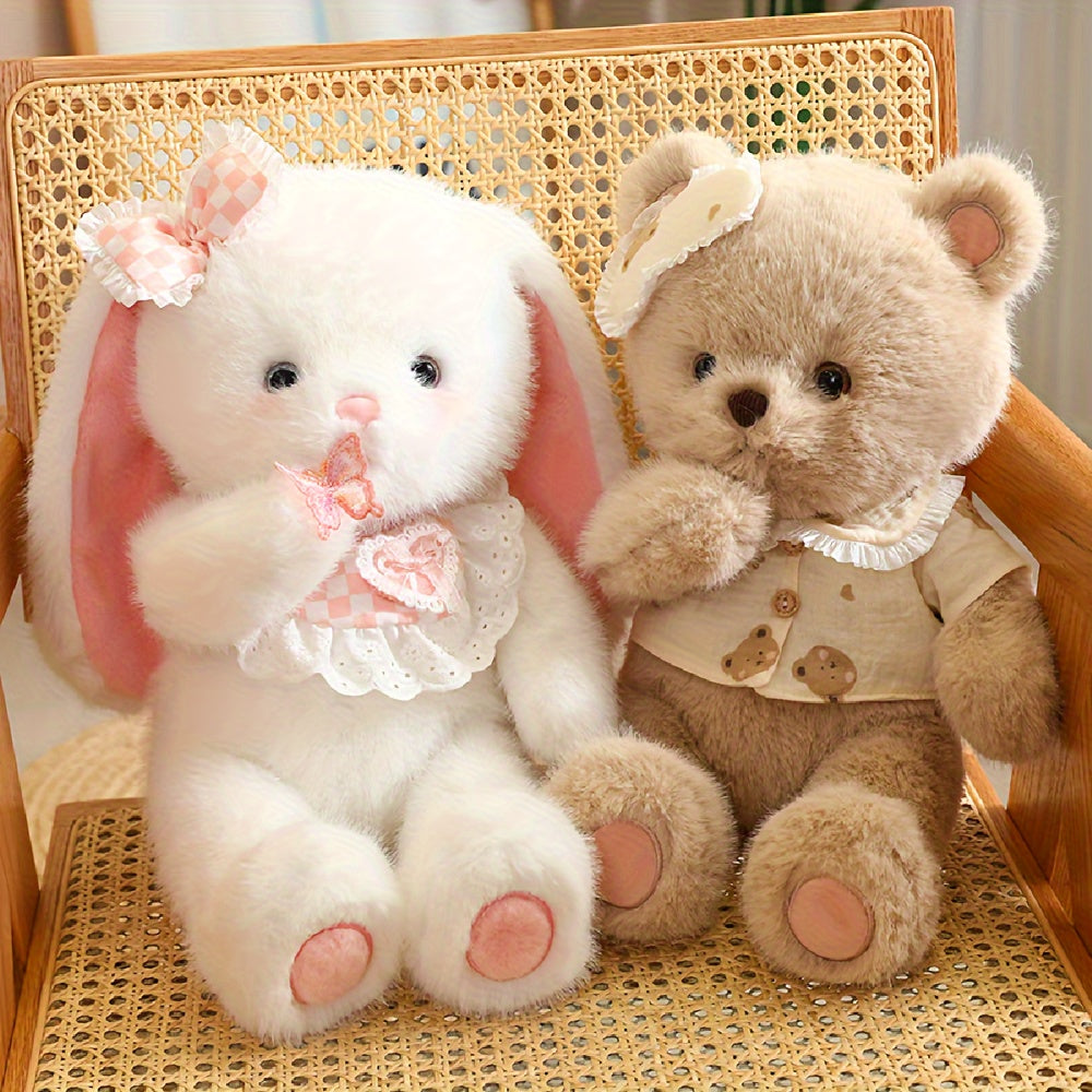 Soft Plush Fox Bear and White Cat Dolls for Home Decor and Gifts