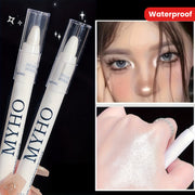 Lápiz de sombra de ojos con brillo para mujer, resaltador blanco a prueba de agua, mate, para maquillaje de ojos