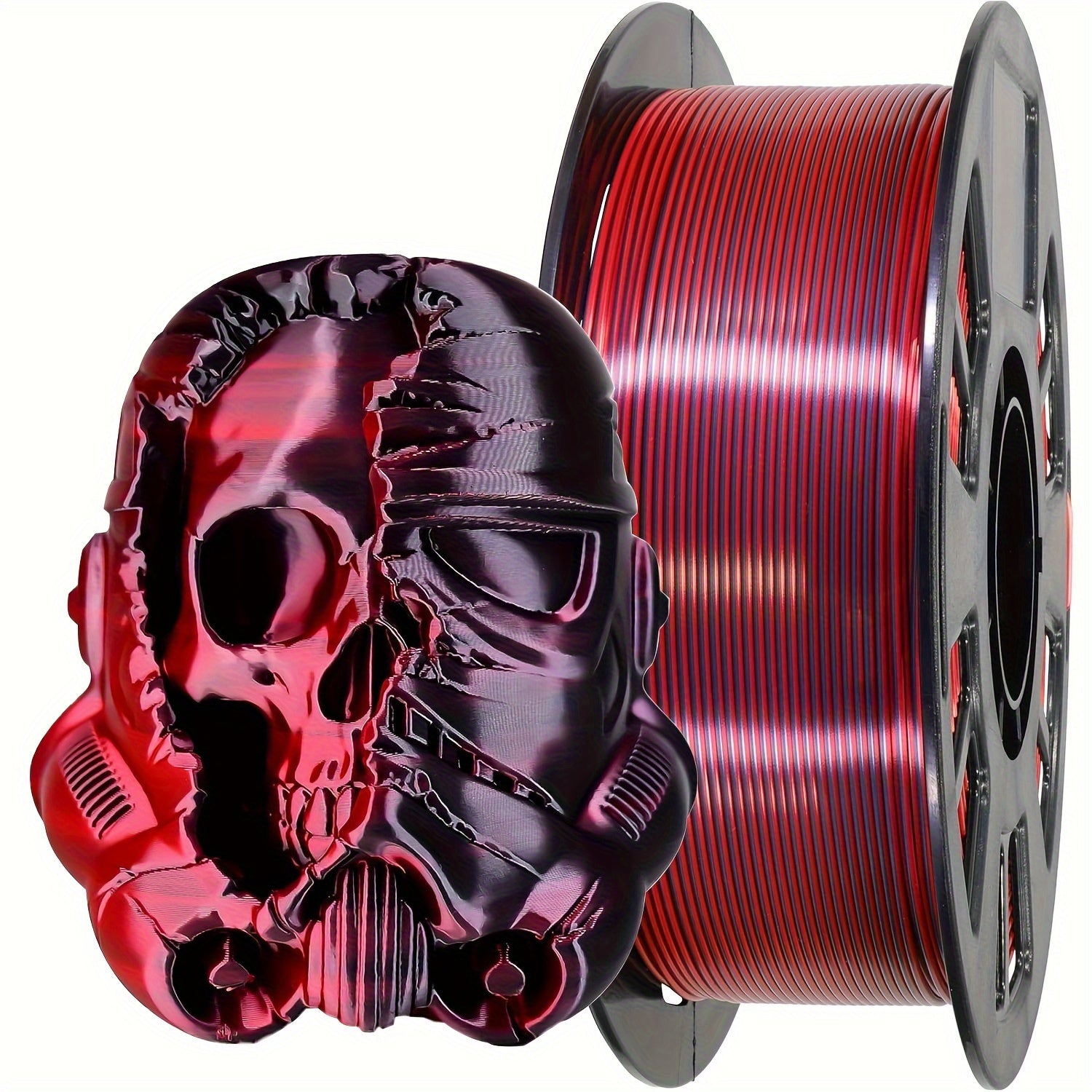 Red and Black Dual-Color PLA 3D Printer Filament 1kg Shiny Coextrusion