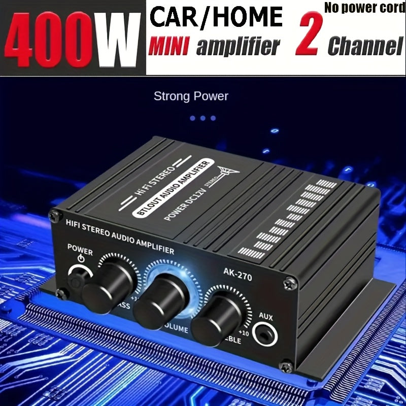 Universal Car Audio Power Amplifier 400W Stereo Mini Sound Amp for Home Theater