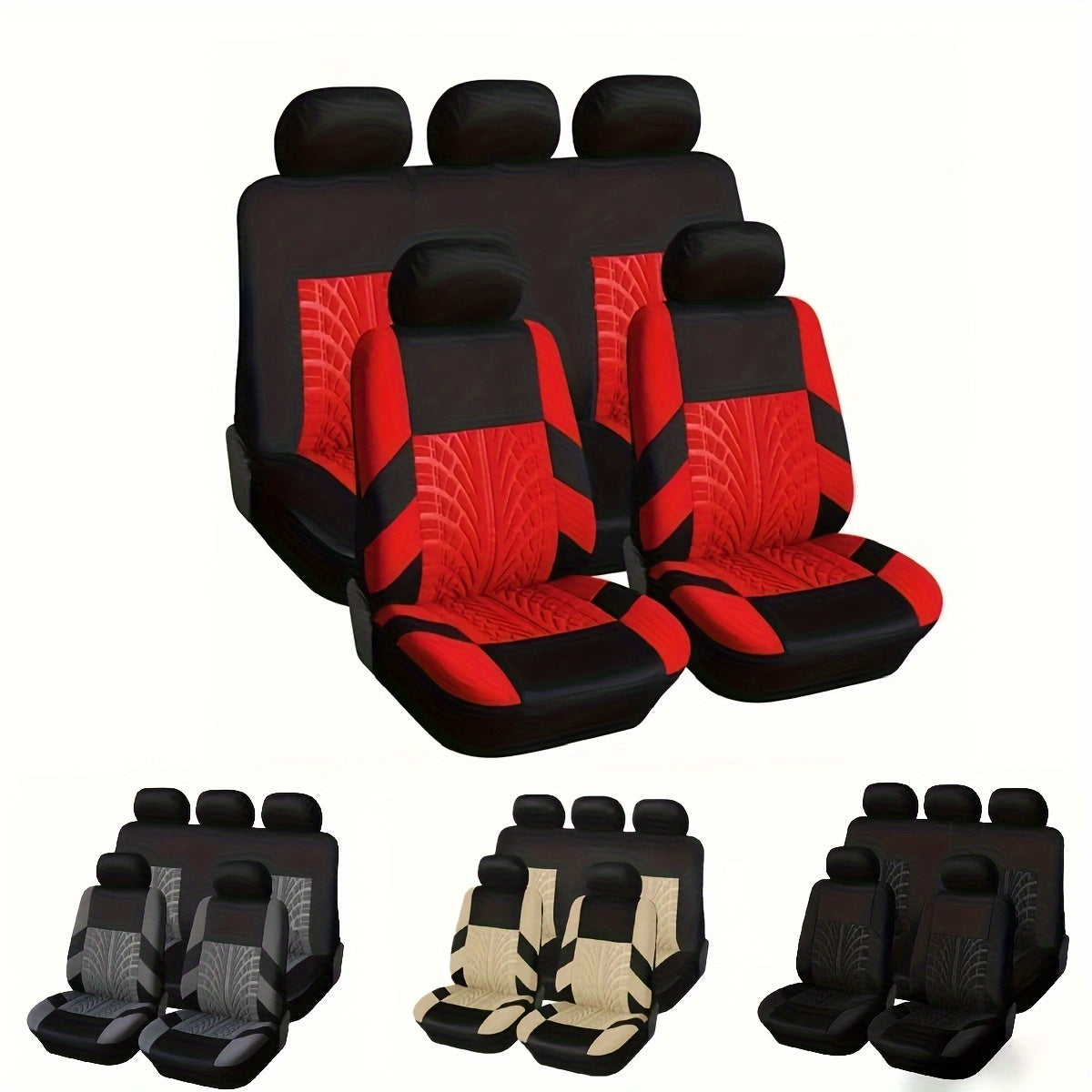 9-Piece Breathable Polyester Car Seat Cover Set for All-Season Comfort Fits 5 Seats