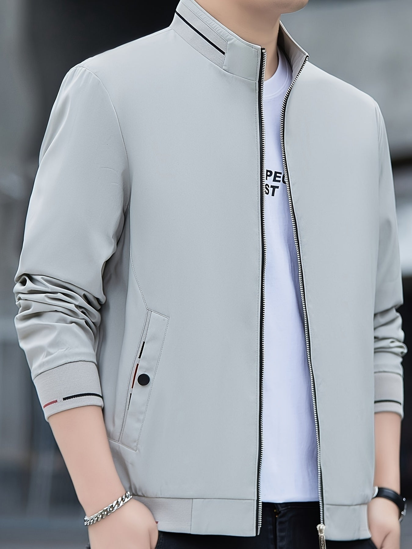 Erkaklar uchun tasodifiy shamol to'suvchi kurtka, zip-up yopilishi va turli xil yelka - sovg'a sifatida mukammal