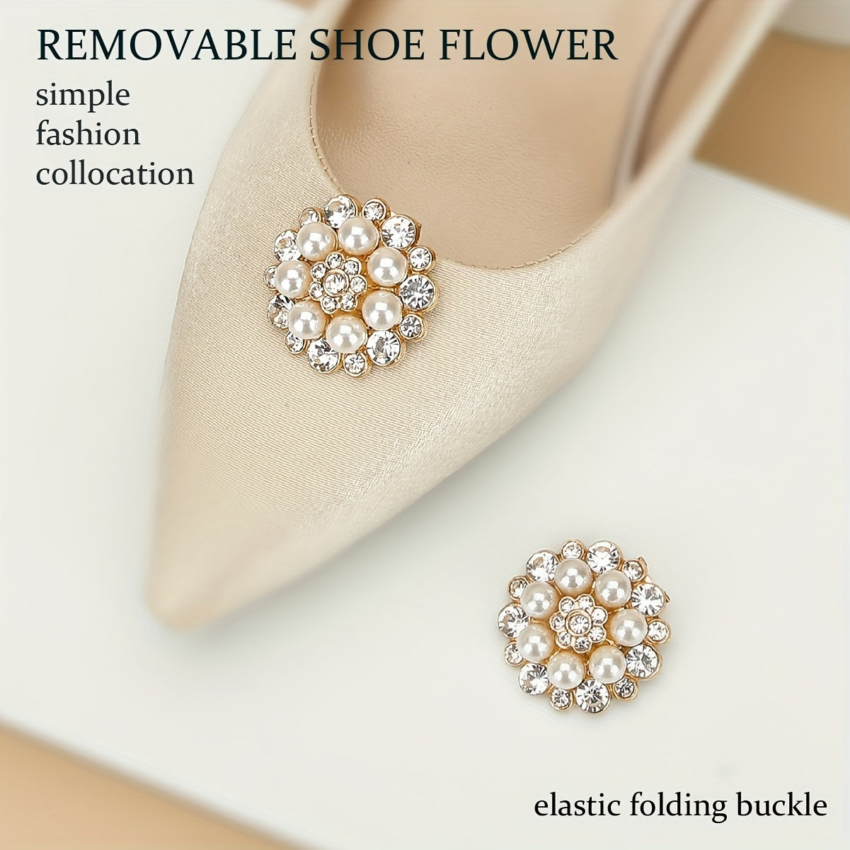 Women Rhinestone Shoe Buckles Detachable Shoe Clips for High Heels Accessory