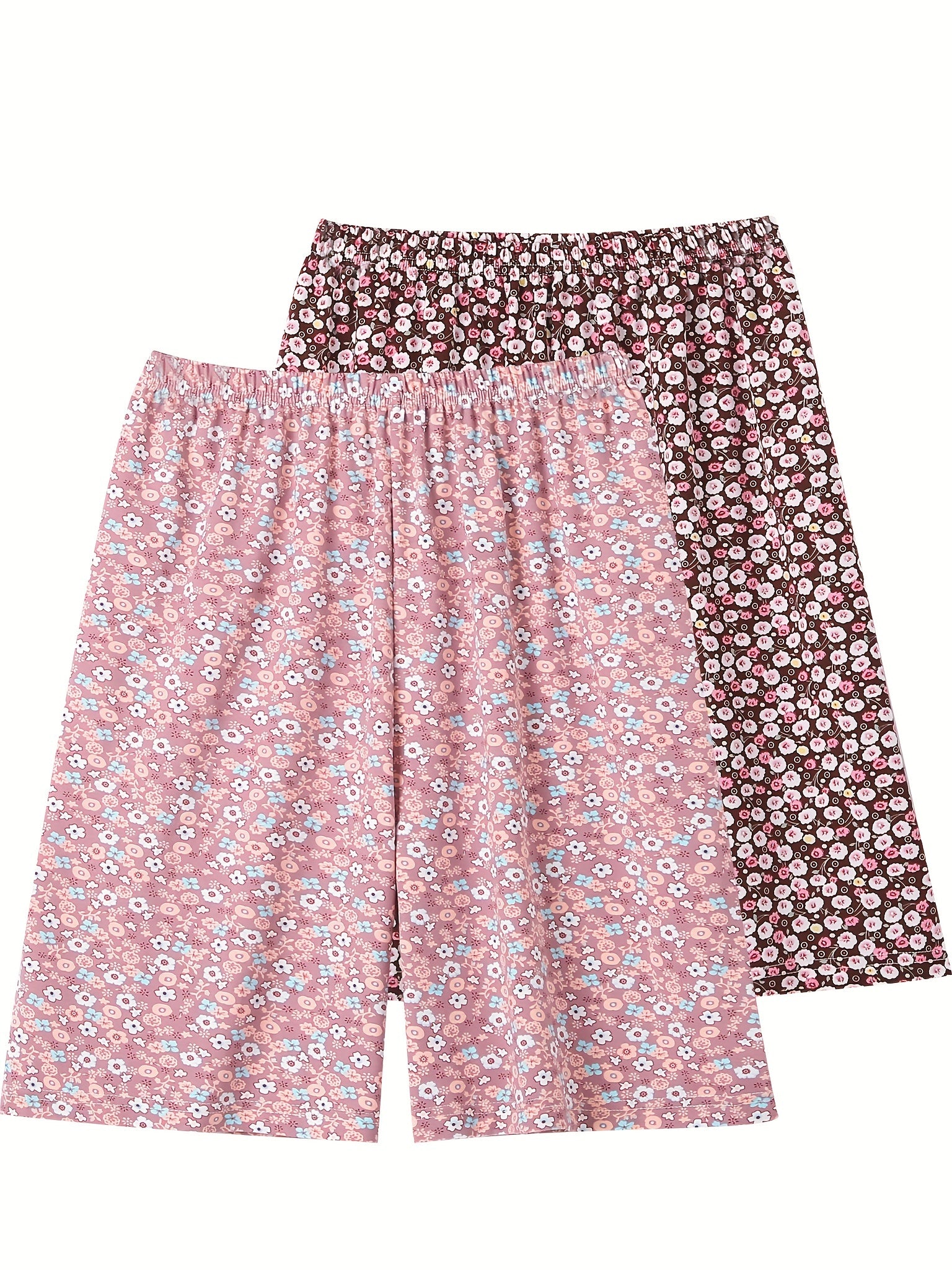 Women's Large Size Pajama Shorts Sets Summer Casual Loose Print