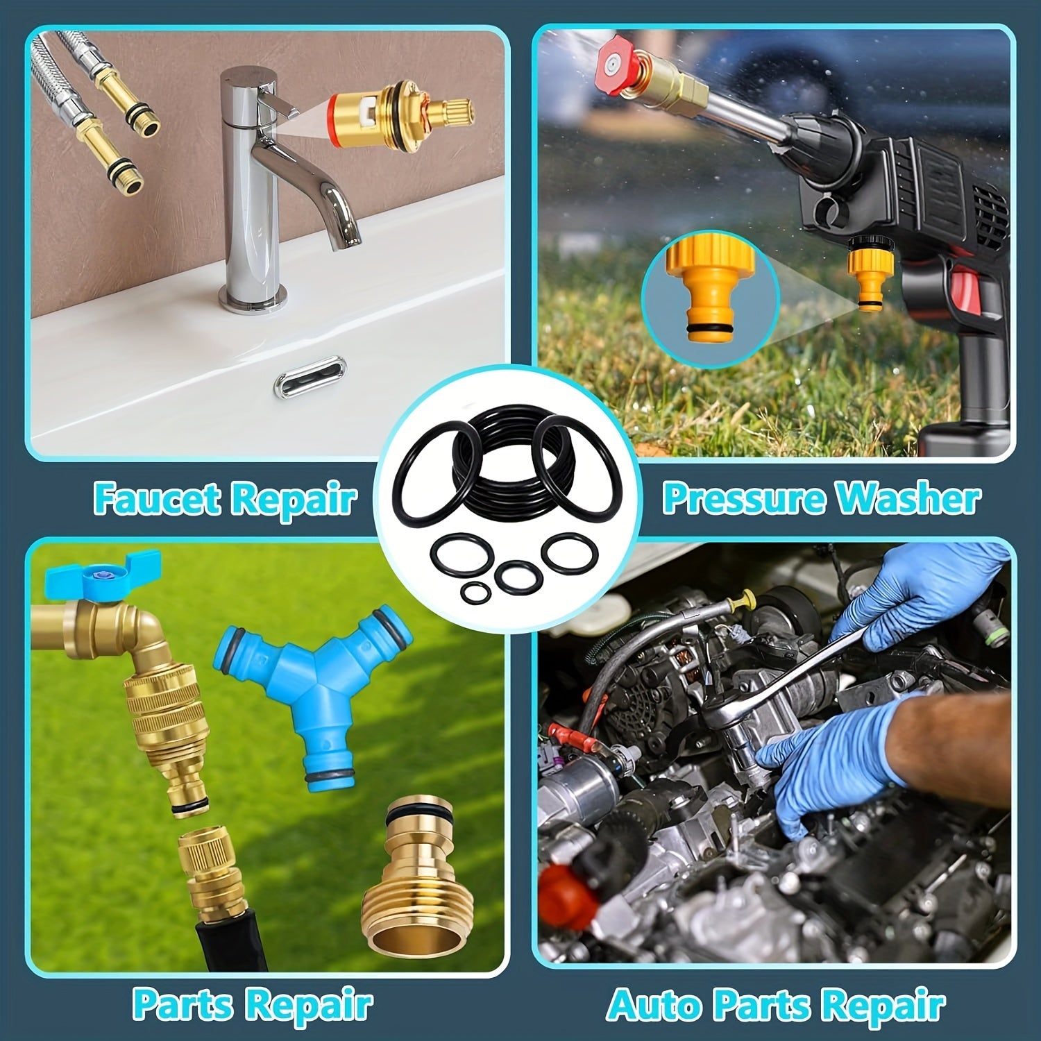O-Ring Kit with 1540 Pieces and 4 Screwdrivers for Pressure Washers Plumbing Gas Connections