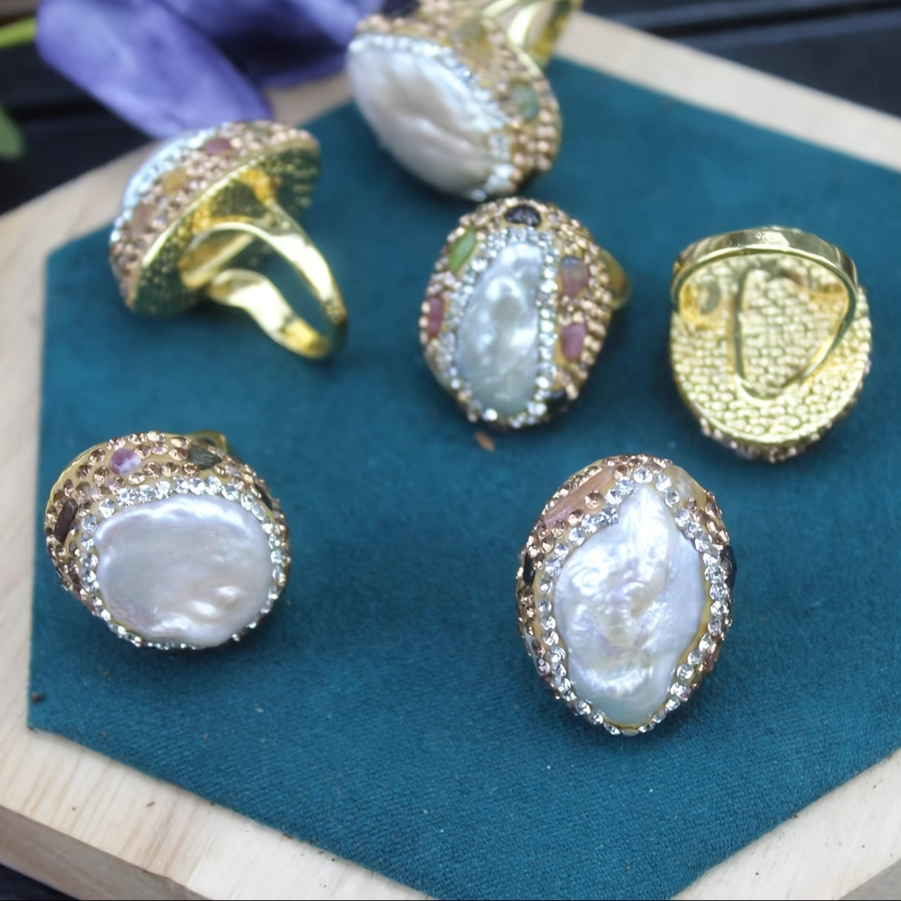 Винтажные богемные стильные барочные кольца из пресноводных жемчужин в позолоте 14K, модныеStatement ювелирные изделия для женщин, идеальные подарки