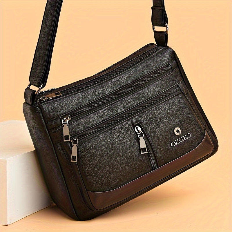 Bolso bandolera de lentejuelas negras para mujer con correa ajustable y diseño plegable