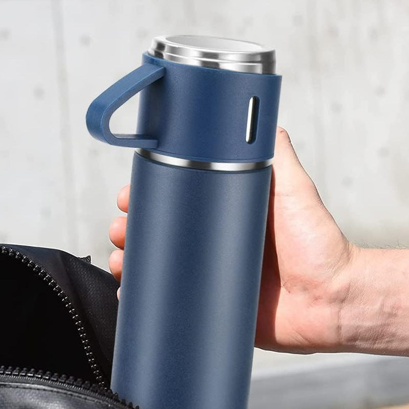 Stainless Steel Vacuum Insulated Hot Water Bottle Set with Cups 500ml Portable